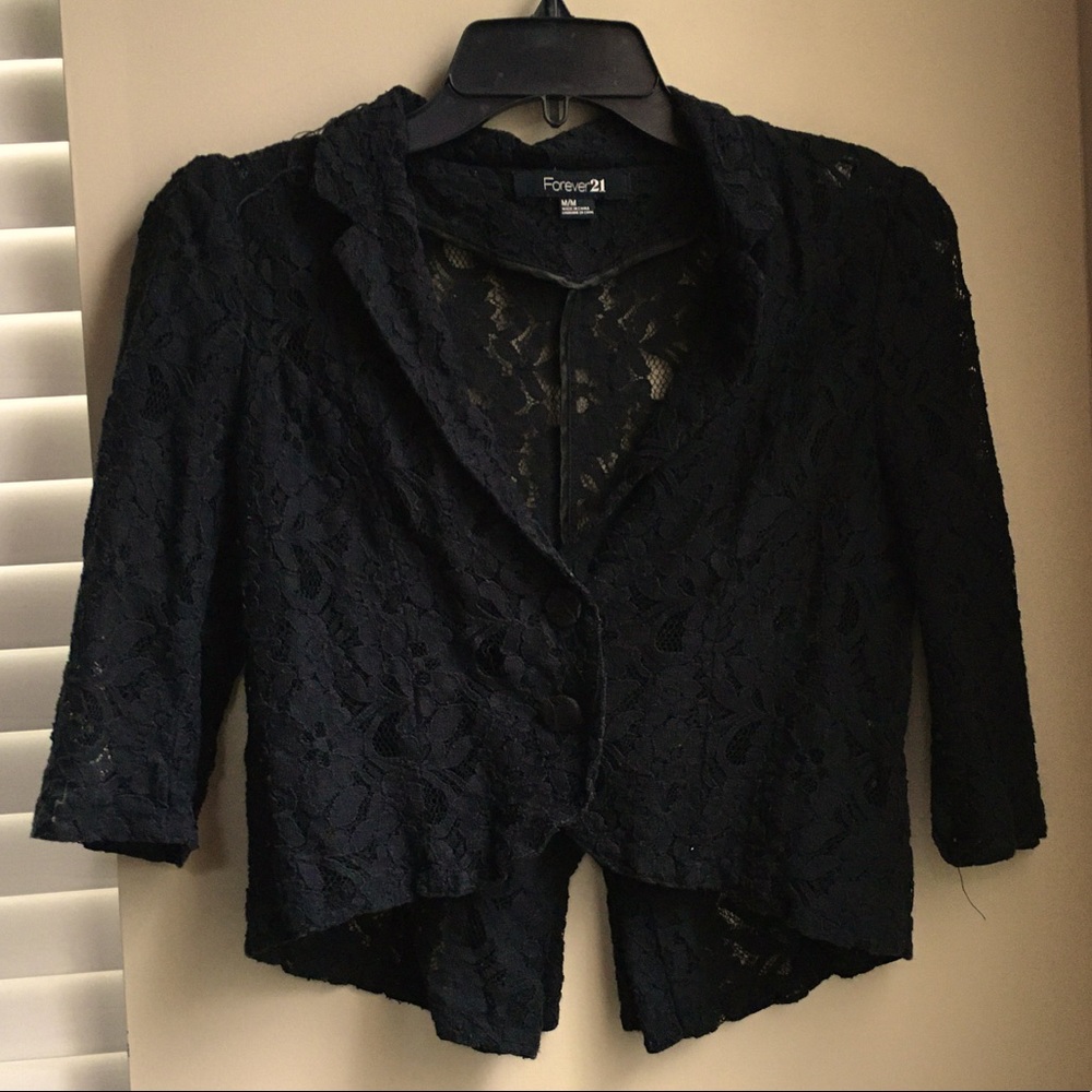 Forever 21 Black Floral Lace Blazer